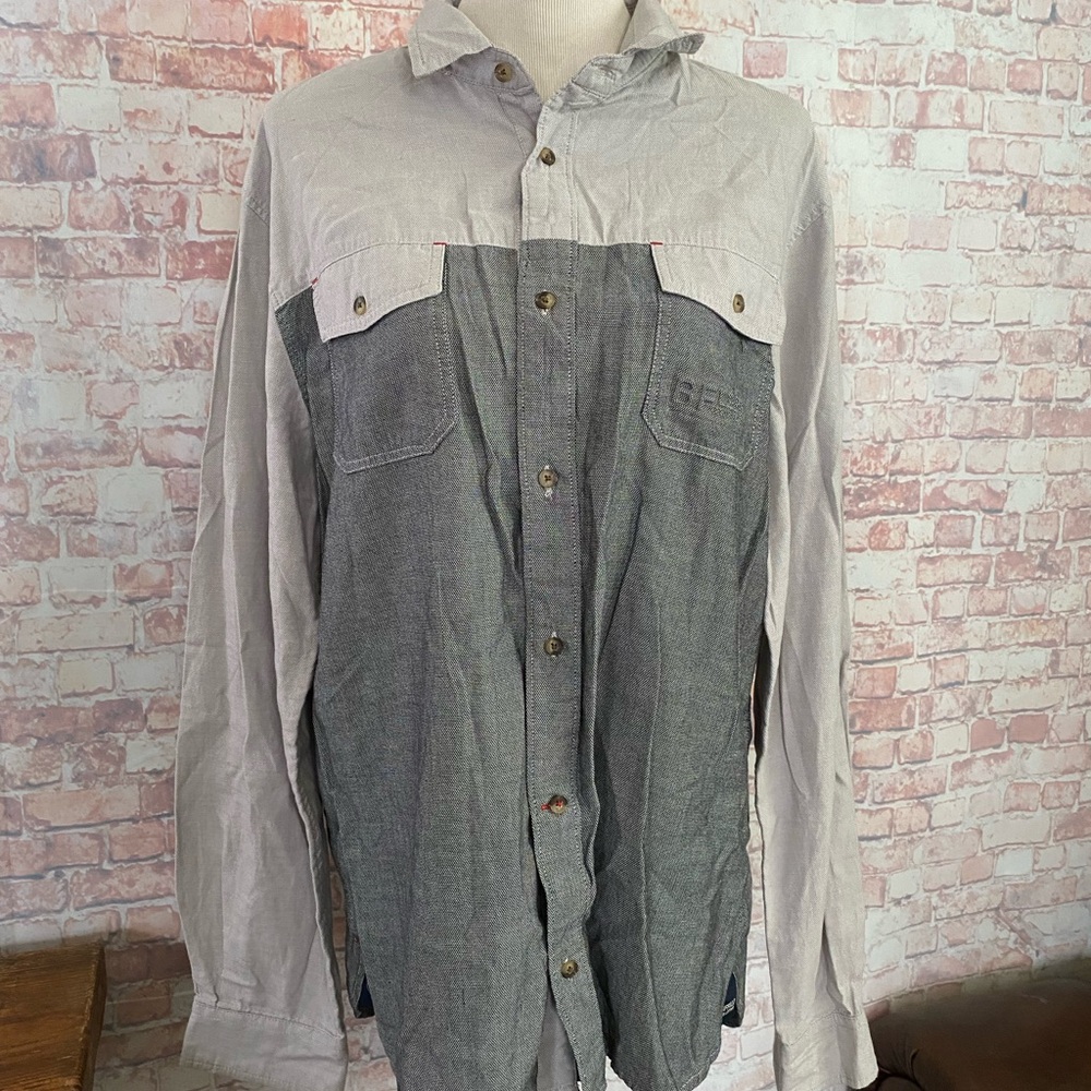 Buffalo David Bitton Two-Tone Gray and Light Pink Button-Down Shirt
